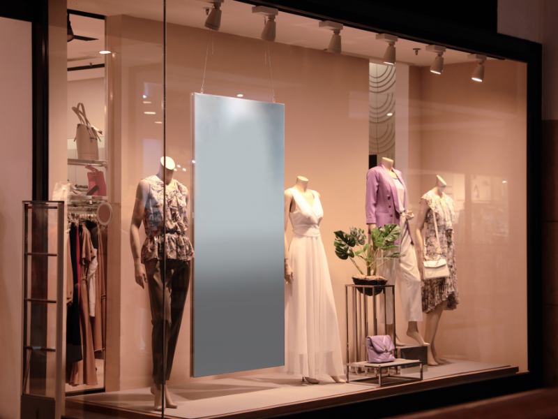 como arrumar vitrine de loja de roupas femininas